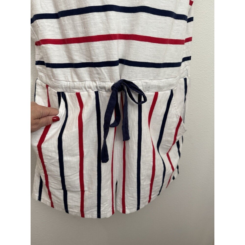 Vineyard Vines Womens XL Romper Shorts White Red Blue Striped Cotton Patriotic - Picture 2 of 7